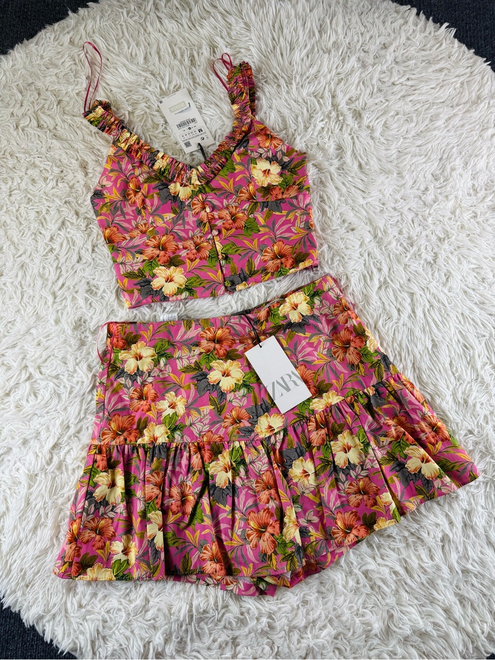 Zara Floral Tropical Top and Skort Coords